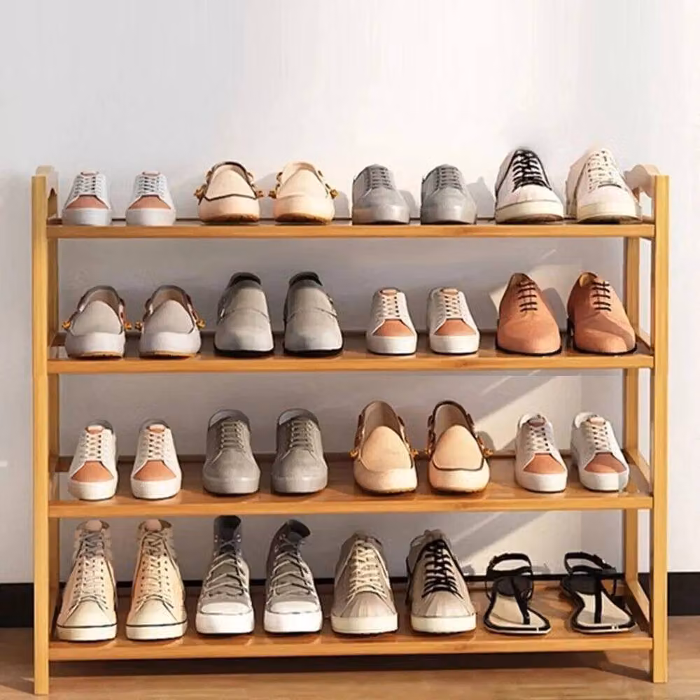 PAWNORA 4-Tier Natural Wood Shoe Rack – 4