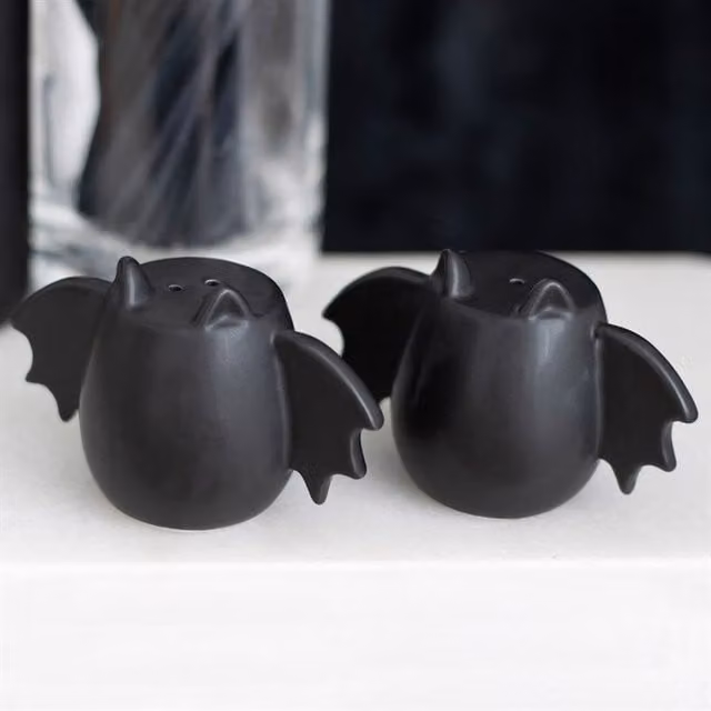 KDMK Bat Wing Salt and Pepper Shakers in Black