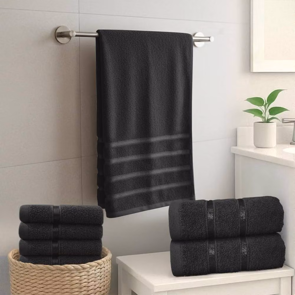 Smart Living 8 Piece Luxury Cotton Towel Set in Black – 2