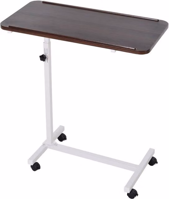 PAWNORA C-Shaped Mobile Table in Brown with Castors – 1