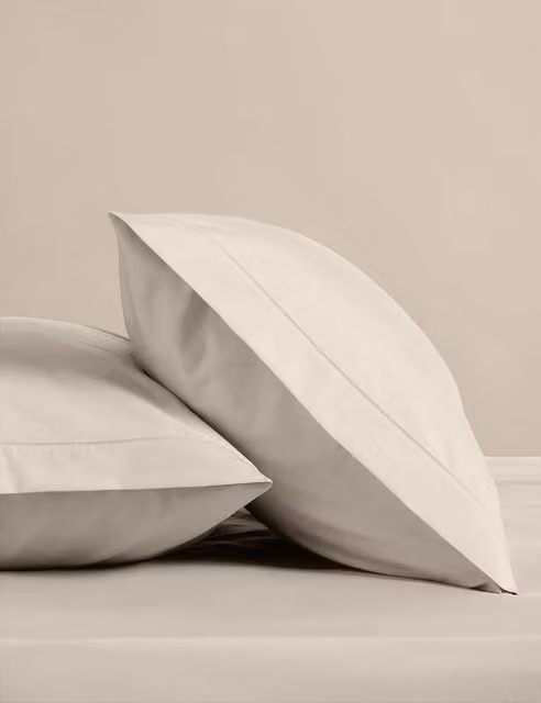 M&S 2 Pack Plain Beige Egyptian Cotton Pillowcases
