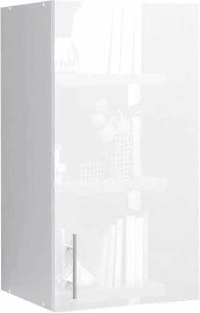 JD Greta Modern White Gloss Kitchen Wall Unit with Glass Doors