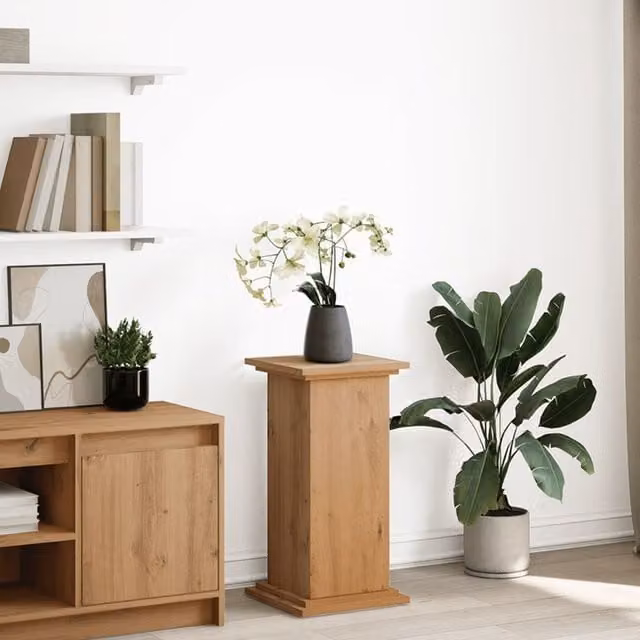 Berkfield Home Artisan Oak Display Stand with Storage in Brown, W/D/H: 31 x 30 x 60 cm – 1