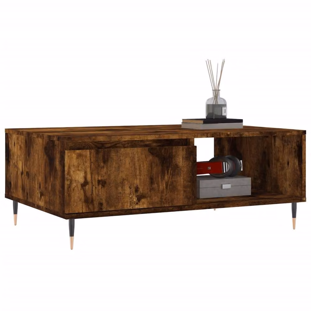 Berkfield Home Smoked Oak Coffee Table in Brown, W/D/H: 90 x 60 x 35 cm – 3