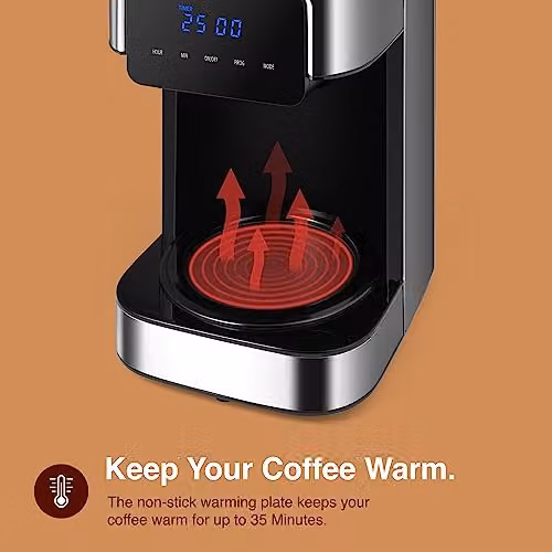 VonShef Digital Electric Filter Coffee Machine with 1.5L Capacity, Keep Warm Function and Timer, Silver and Black – 3