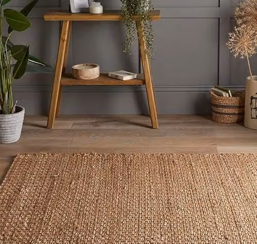 NATURELLE Hand Braided Jute Square Rug, Brown, W: 120 cm, D: 170 cm – 2