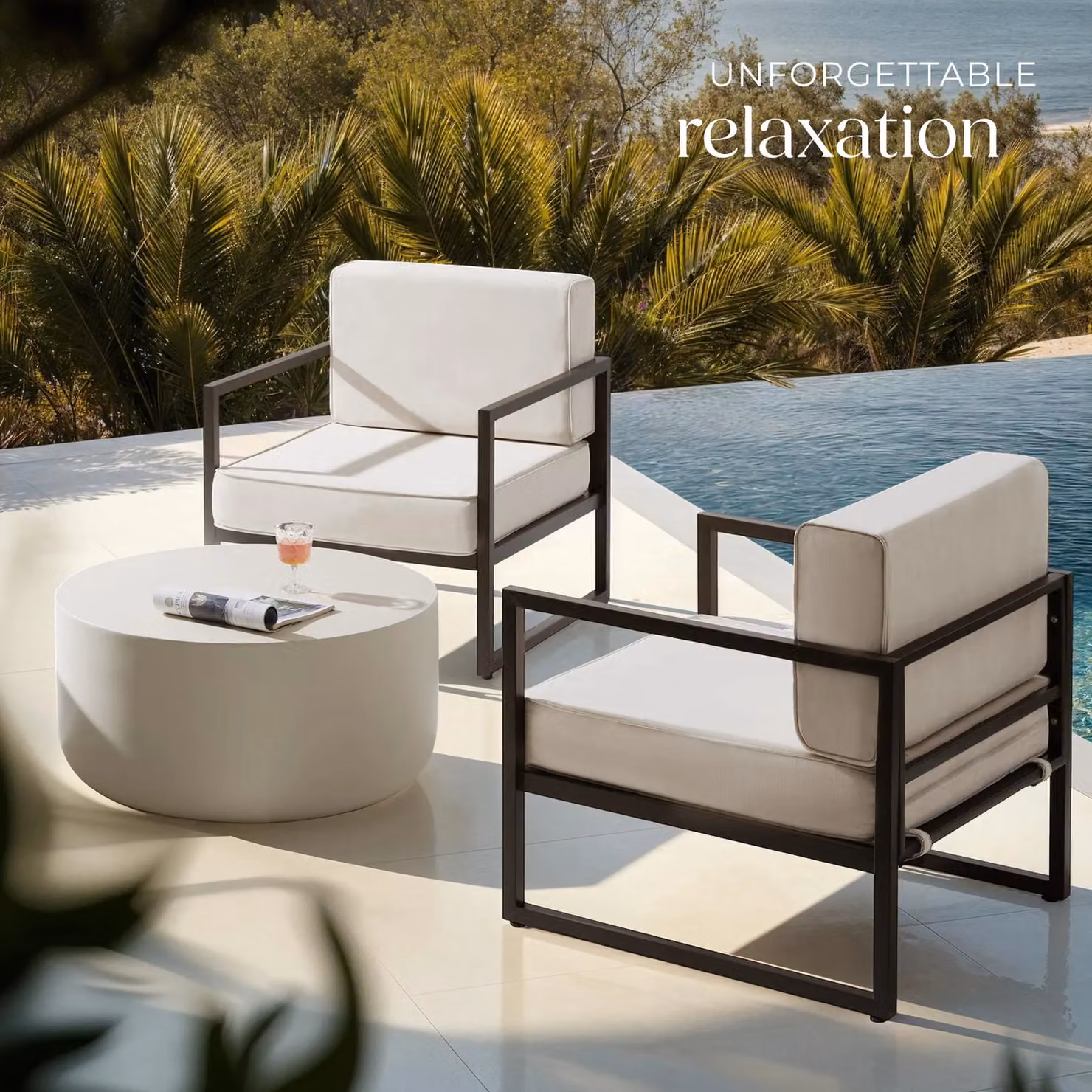 tectake Comosa 2 Seater Garden Chair in Brown with Armrests and Weather-Resistant Cushions – 6