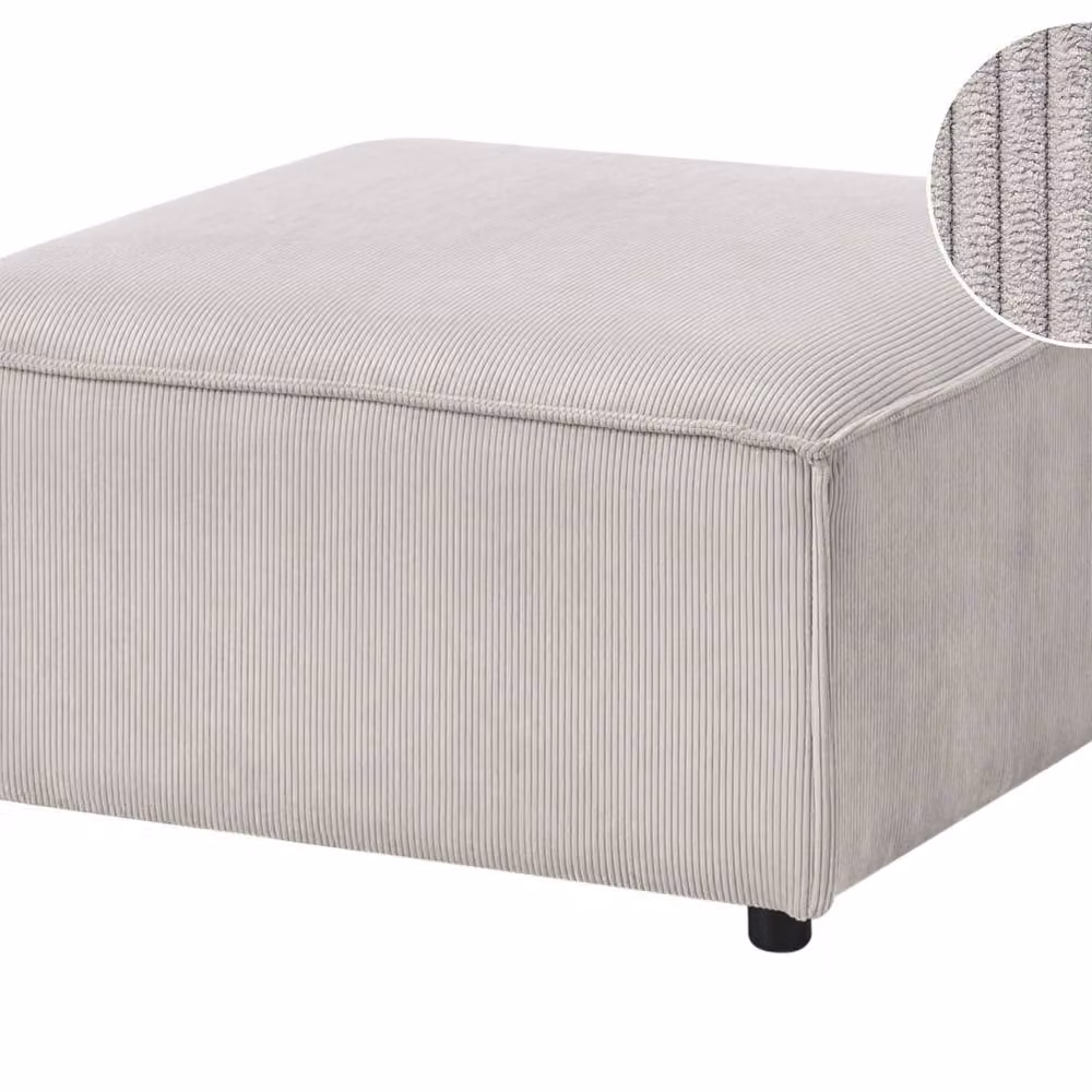 Wyld Haus Soft Body Corduroy Ottoman in Beige with Black Legs – 2