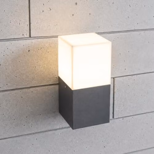 CGC Lighting Amara Modern Square Cube Outdoor Wall Light in Grey and White