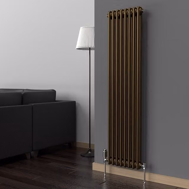 Lux Heat Vertical Coloured Column Radiator in Gold, H 150 cm x W 38 cm
