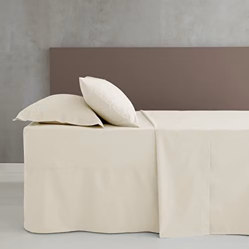 Catherine Lansfield Easy Iron Percale Cotton Flat Sheet, Beige, W: 180 cm x D: 200 cm – 2