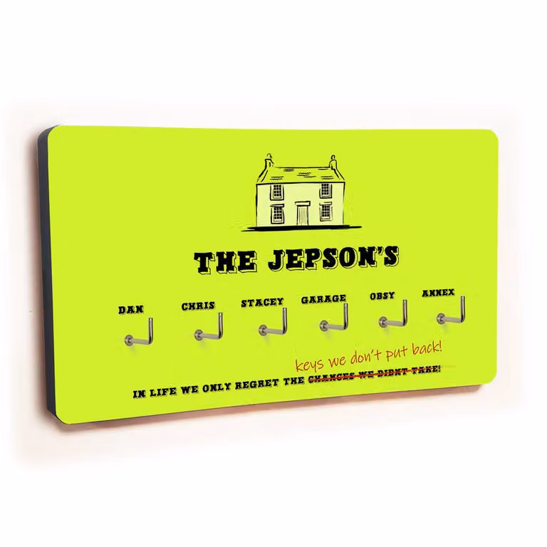 Uniqueful Personalised Green House Novelty Key Holder with 6 Hooks, W: 100 cm, H: 40 cm, D: 4 cm