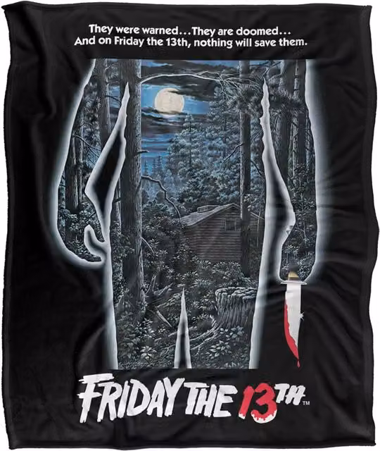 Warner Brothers Friday The 13th Logo Silky Touch Super Soft Throw Blanket, White, W/D: 152 x 127 cm – 1