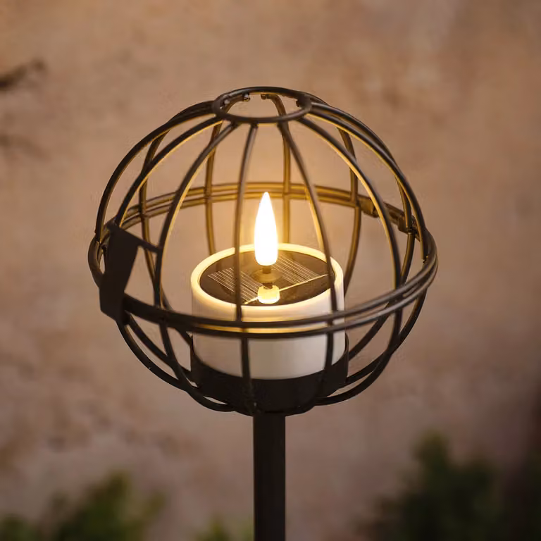 TruGlow 4 Outdoor Votive Candle Solar Stake Lights in Black Metal