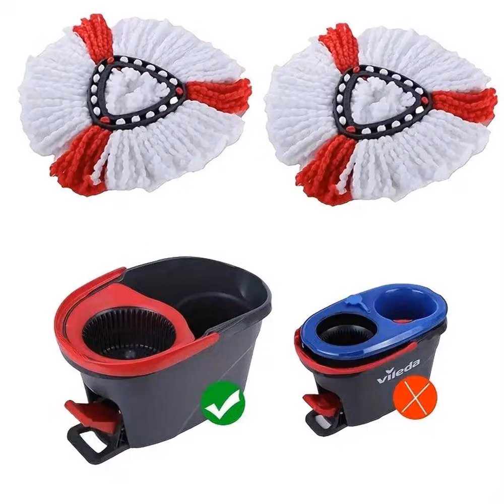 EONLION 6-Pack Red and White Replacement Mop Heads for Vileda Turbo Mop, Diameter: 15 cm – 3
