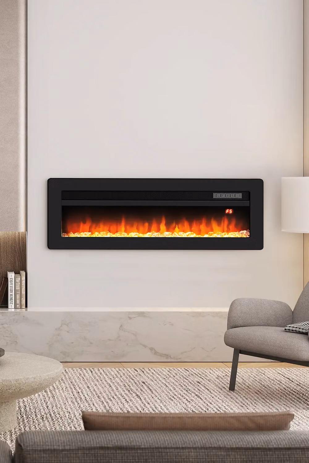 Living and Home 40 inch Electric Fireplace with 12 Flame Colours, Black – 2