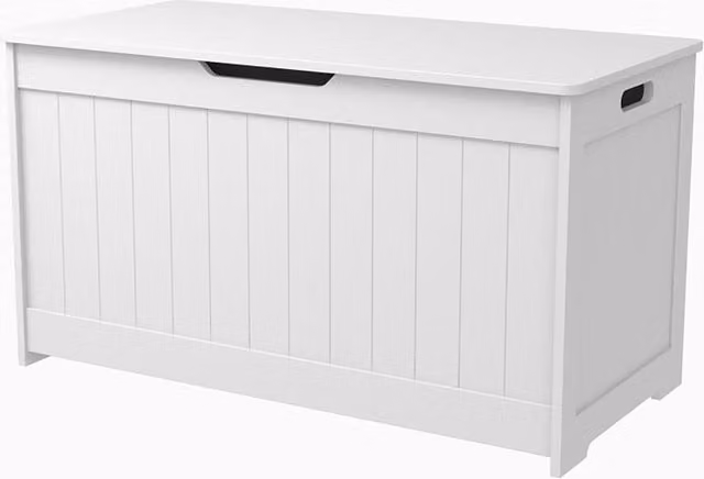 Xample Wooden Toy Box Storage Chest in White with Soft Close Lid