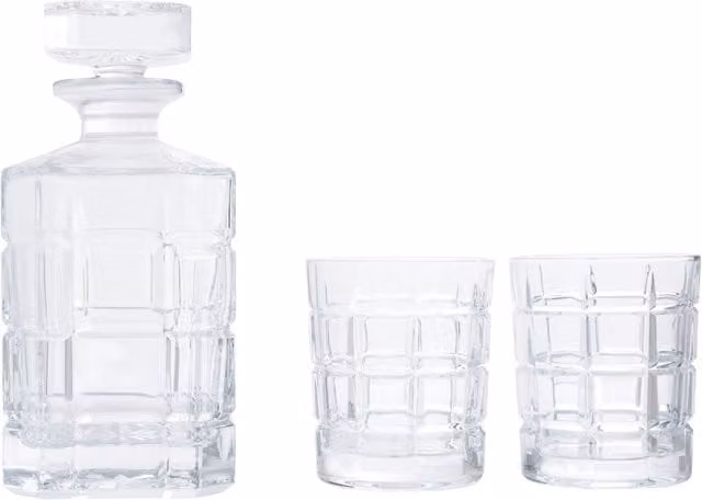 Orsina Crystal Decanter and 2 Tumblers Set, 850ml, Transparent