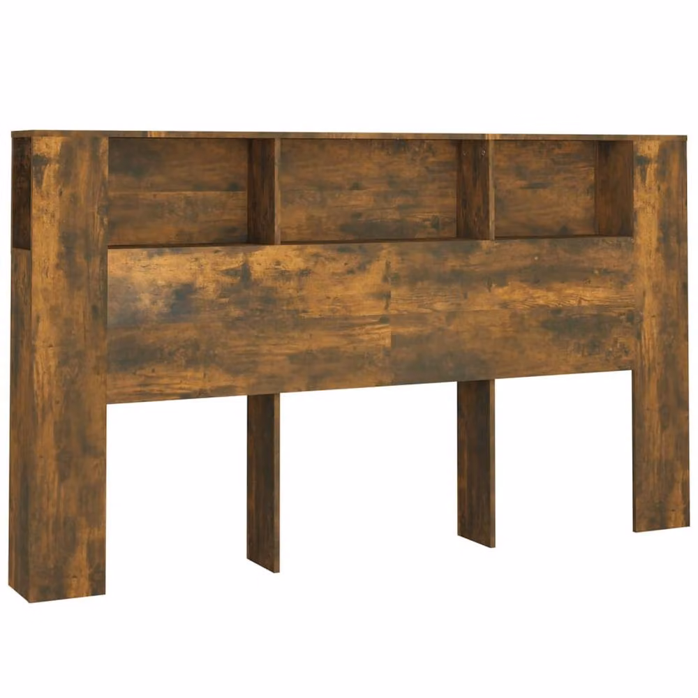 Berkfield Home Smoked Oak Headboard Cabinet in Brown with Integrated Bedside Shelves, W/D/H: 180 x 18.5 x 104.5 cm – 2