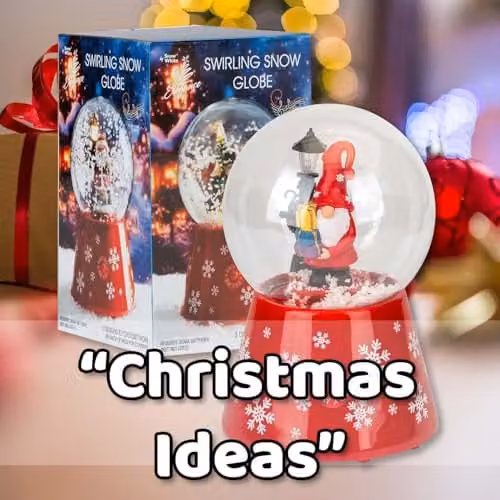 VFM e-Store Red Christmas Gonk Snow Globe with LED Light and Auto Snow, W/D/H: 12 x 12 x 18 cm – 5