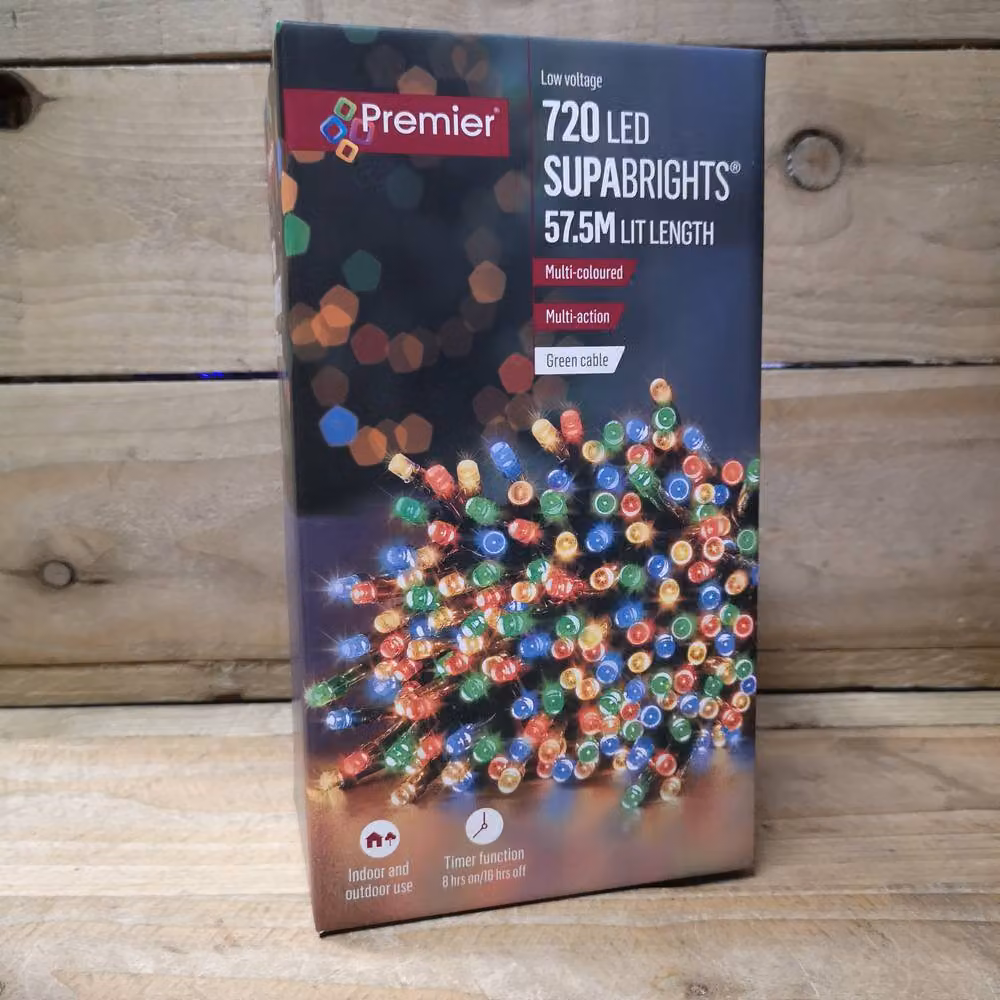 Samuel Alexander Premier SupaBrights Multicoloured LED Christmas String Lights with Timer, 720 Bulbs, 57.5m, Mains Operated – 4