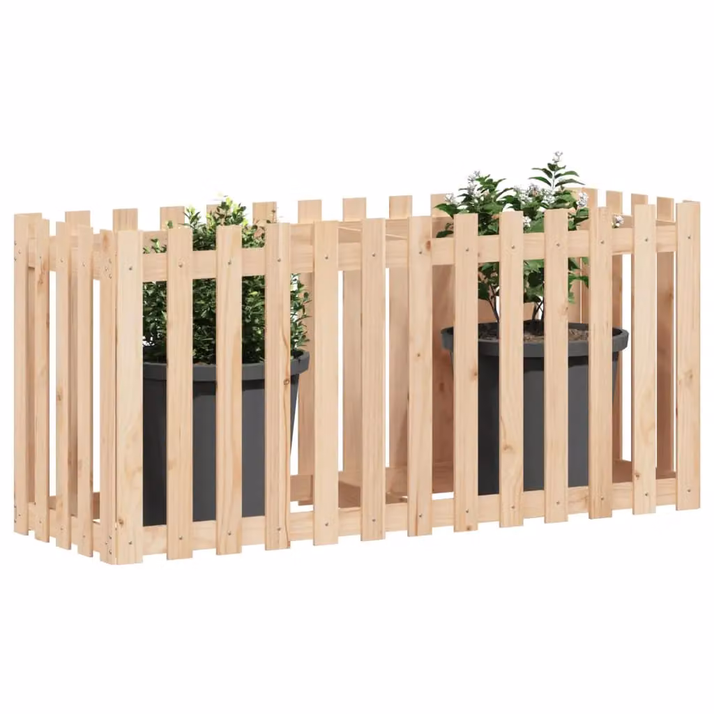 Berkfield Home Garden Raised Bed with Fence Design in Brown Solid Wood, W/D/H: 150 x 50 x 70 cm – 2
