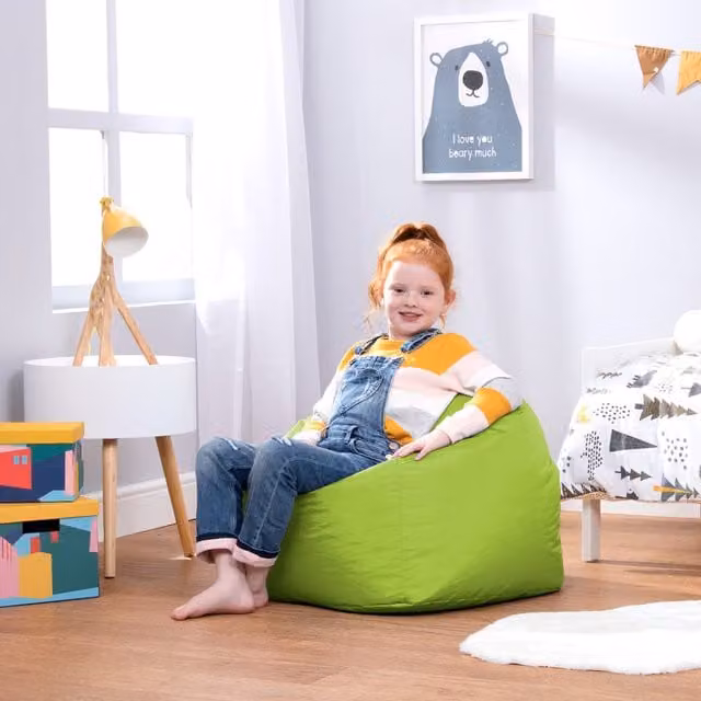 ICON Medium Hi Rest Kids Bean Bag Chair for Indoor and Outdoor Use, Green