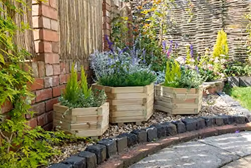 Forest Garden York Hexagonal Wooden Planter Set of 3, Brown, Pressure Treated – 2