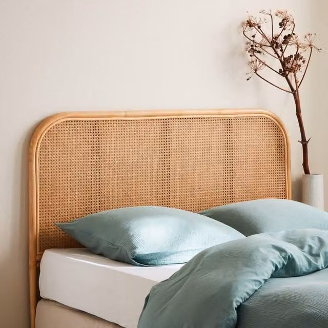 sweeek Natural Rattan Headboard for Double Bed, Light Brown – 1