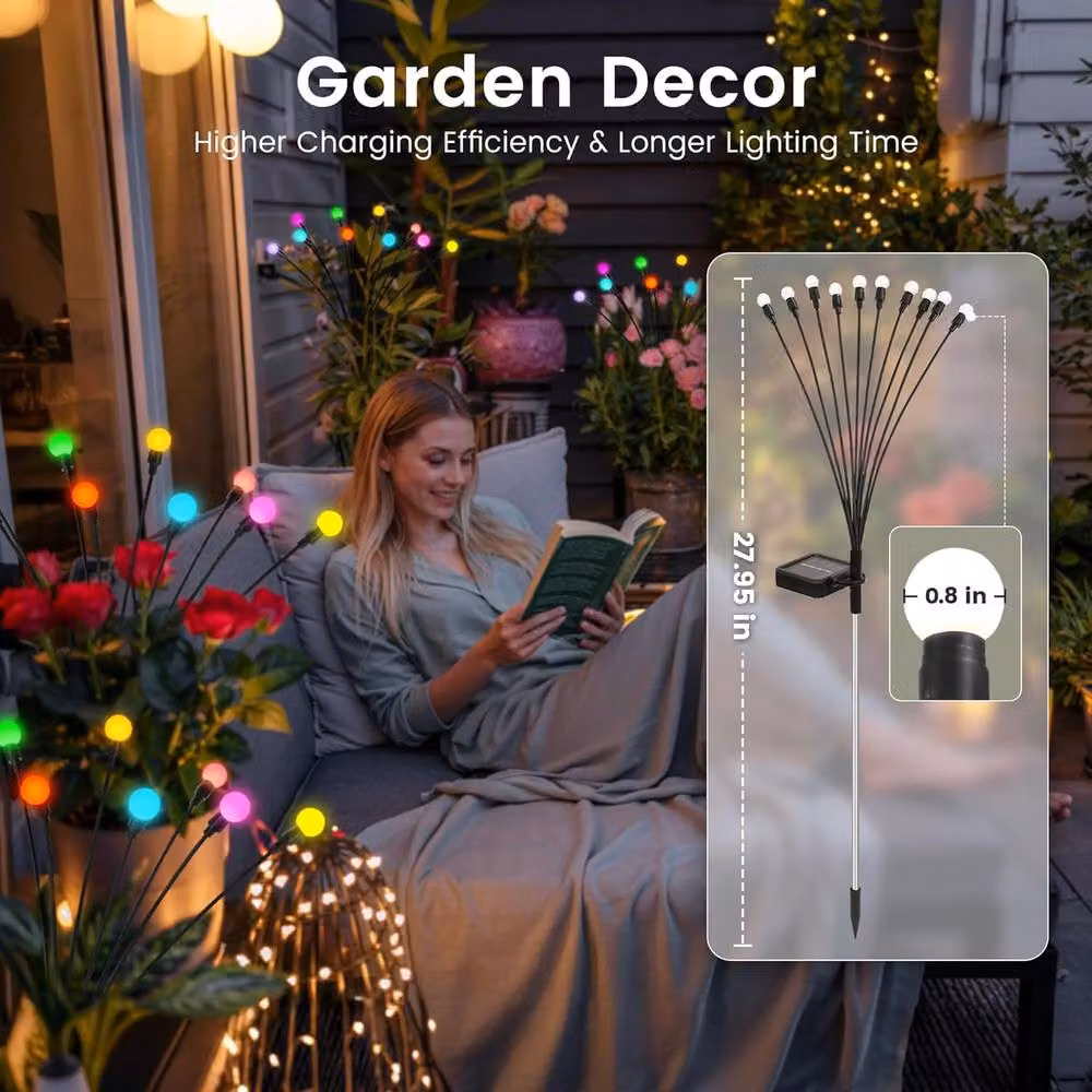 Garwarm 60 LED Firefly RGB Multicolour Waterproof Outdoor Garden Lights for Pathways – 6