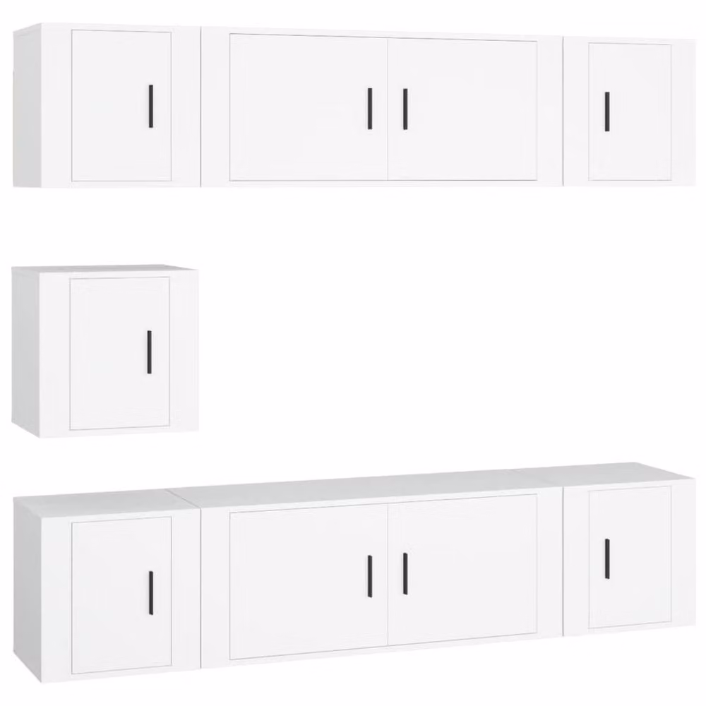 Berkfield Home Classic 7 Piece TV Cabinet Set in White Engineered Wood – 2