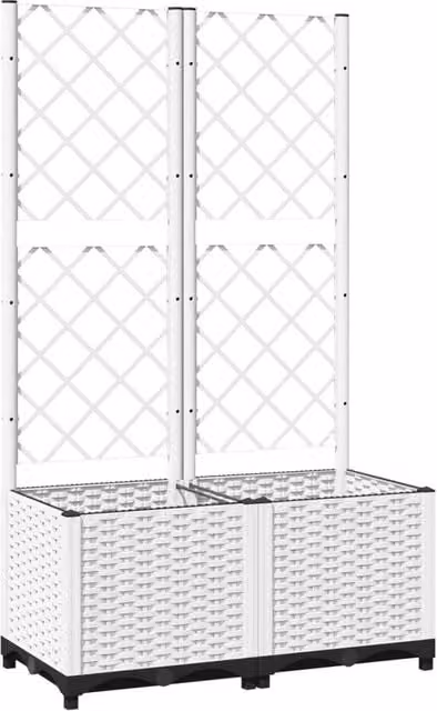 Berkfield Home White Garden Planter with Trellis and Tub, W/D/H: 80 x 40 x 136 cm – 1