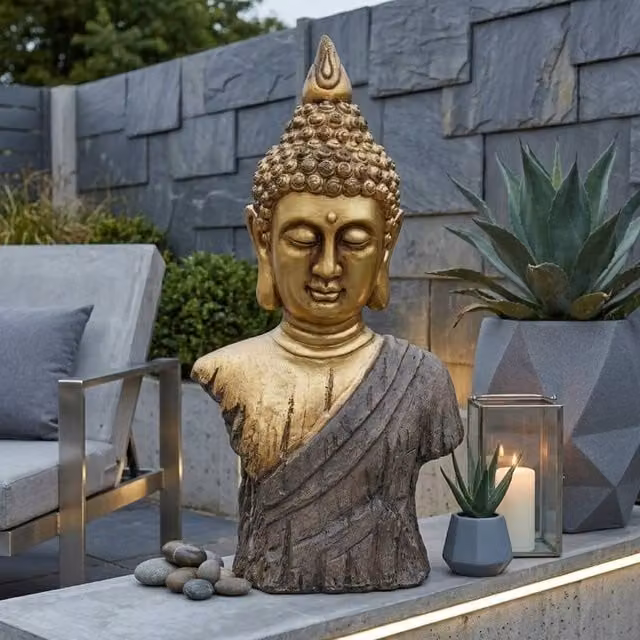 Garden Greatness Lumina Zen Buddha Tabletop Garden Ornament in Gold and Multicolour