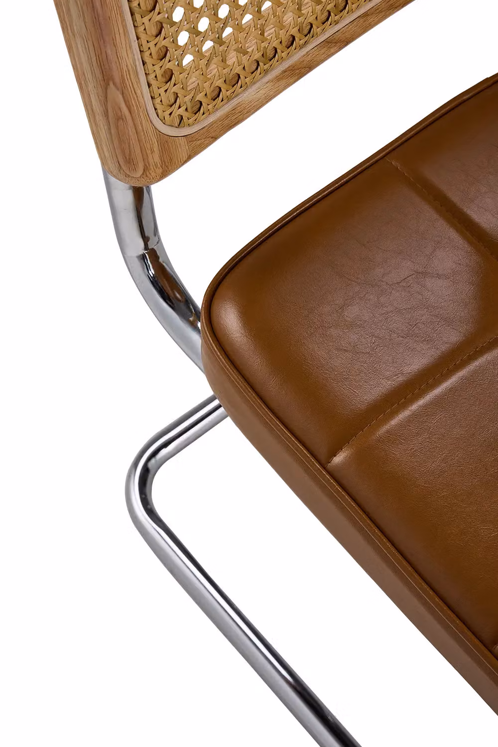 Living and Home Set of 2 Vintage Dining Chairs in Brown Synthetic Leather – 3
