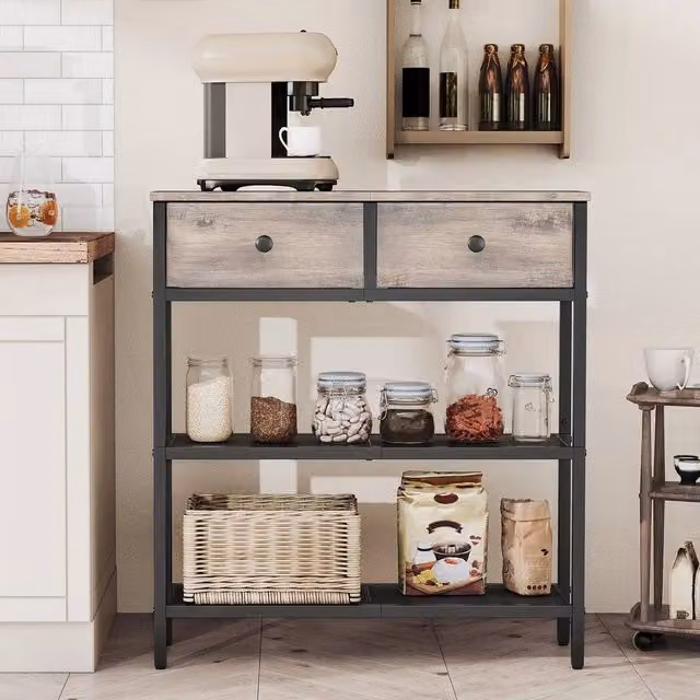 FORGEVIO Grey Industrial Console Table for Hallways and Sofas