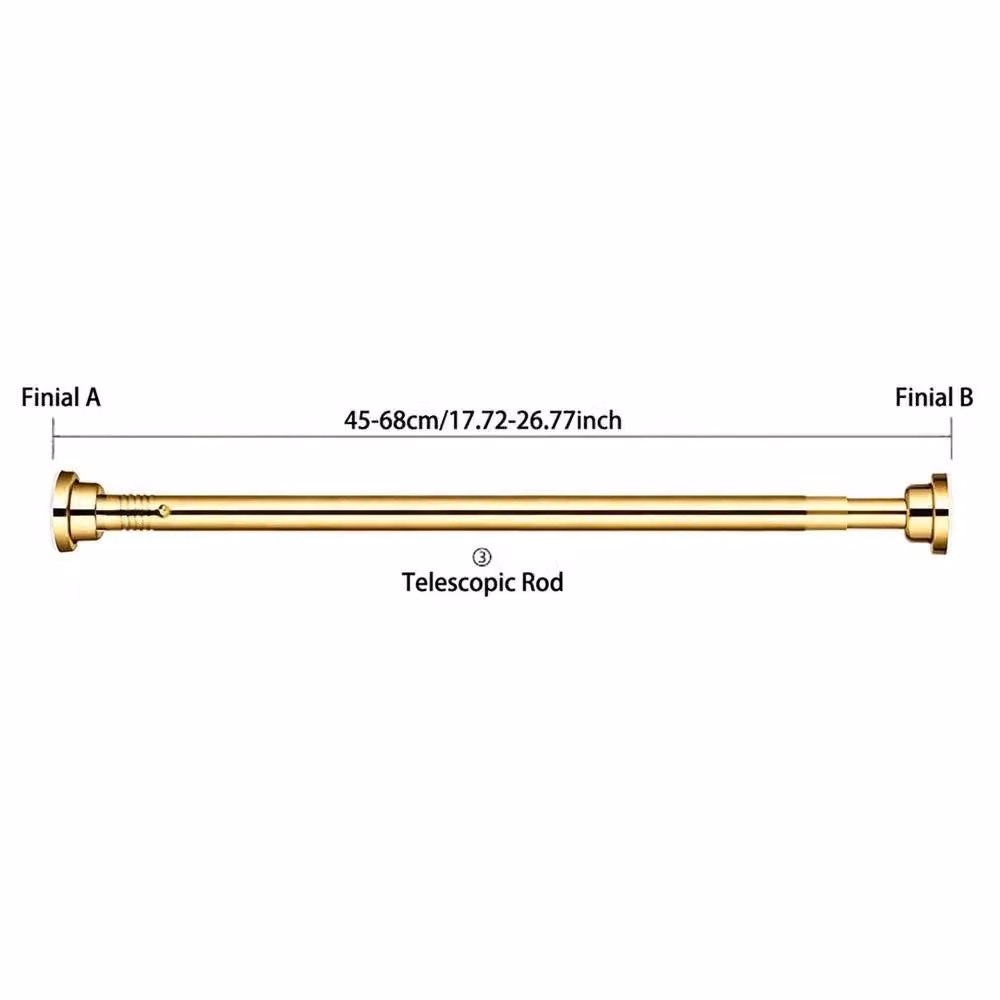 KORVIXA Heavy Duty Extendable Stainless Steel Curtain Pole in Gold, 45-68 cm – 2