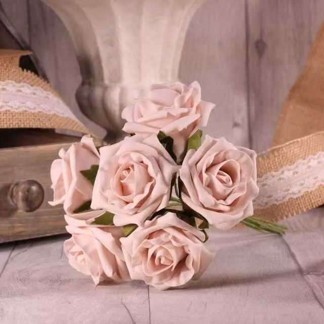 Kingsbury Gifts Bunch of 6 Small Pink Foam Tea Roses