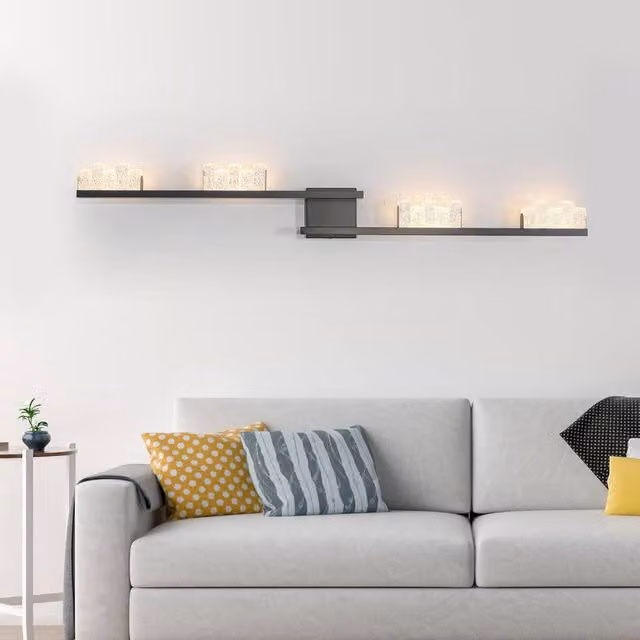 Garwarm 4-Light LED Modern Flush Mounted Wall Sconce in Matte Black with Warm White Light