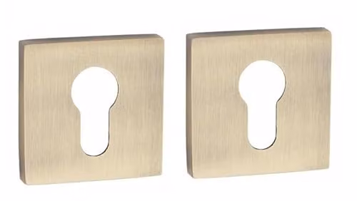 Golden Grace Square Rose Euro Keyhole Escutcheon in Antique Brass and Gold