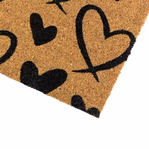 JVL Coir Entrance Doormat Runner with Hearts, Brown, W: 40 cm, L: 120 cm – 3
