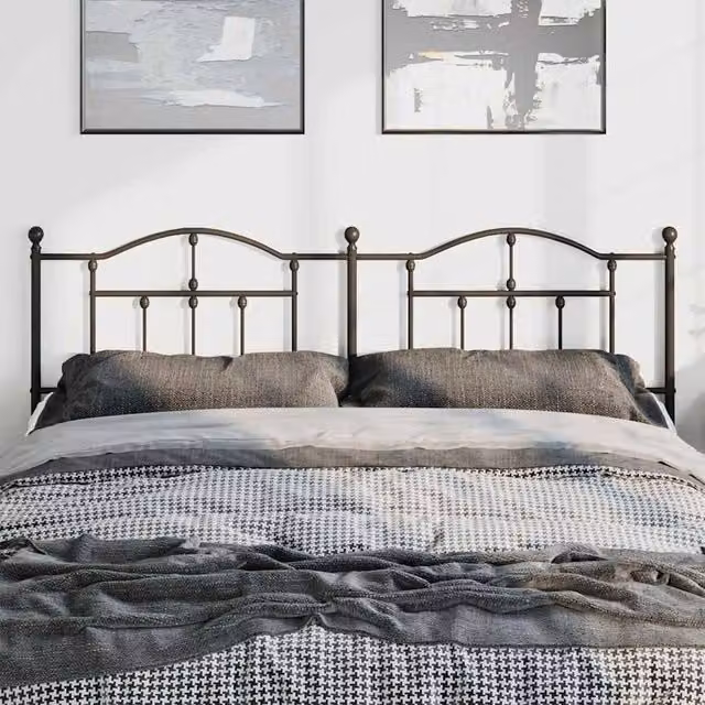 Berkfield Home Metal Headboard in Black – 1