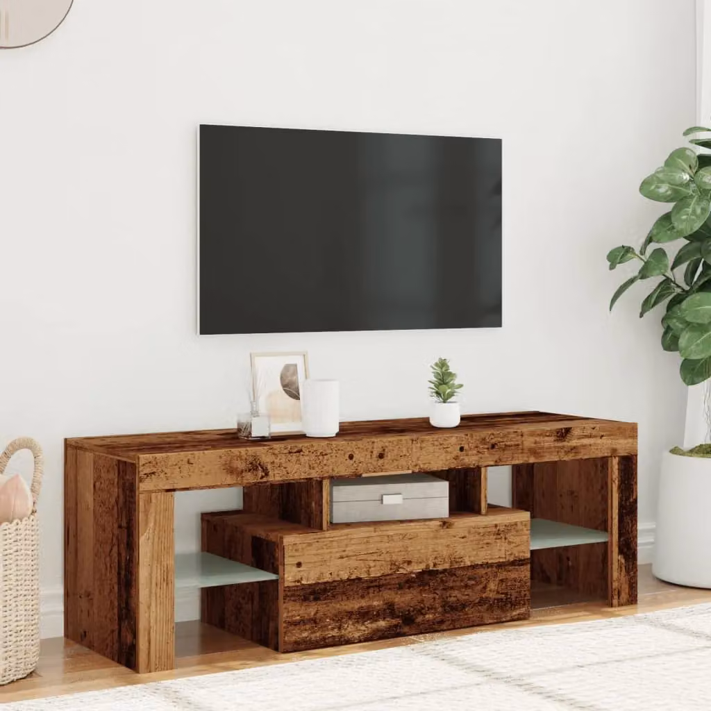 Berkfield Home Modern TV Cabinet with Integrated LED Lights in Brown, W: 120 cm, D: 40 cm, H: 36.5 cm – 4