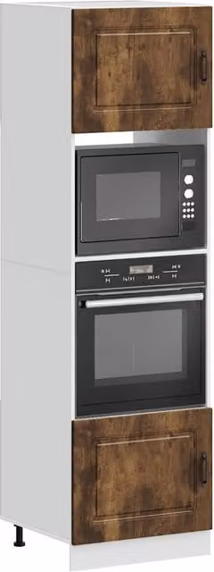 Berkfield Home Lucca Set of 2 Freestanding Oven Cabinets in Brown Smoked Oak Engineered Wood – 1