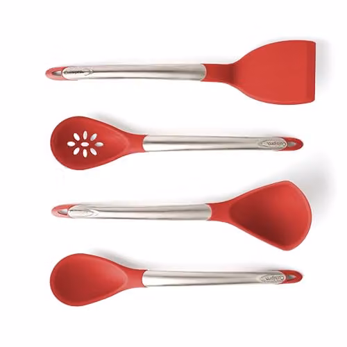 Cuisipro Red 4 Piece Silicone and Stainless Steel Utensil Set