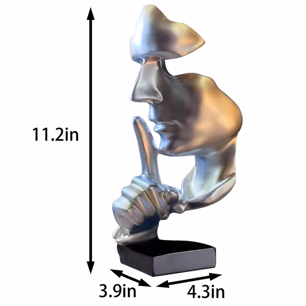Huhote Silver Resin Thinker Abstract Art Sculpture for Home or Office Desk Decor – 6