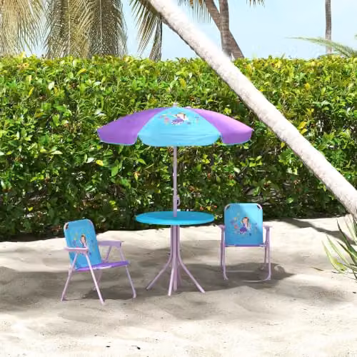 Outsunny Childrens Blue Table and Chair Set for Garden and Indoor Use – 5
