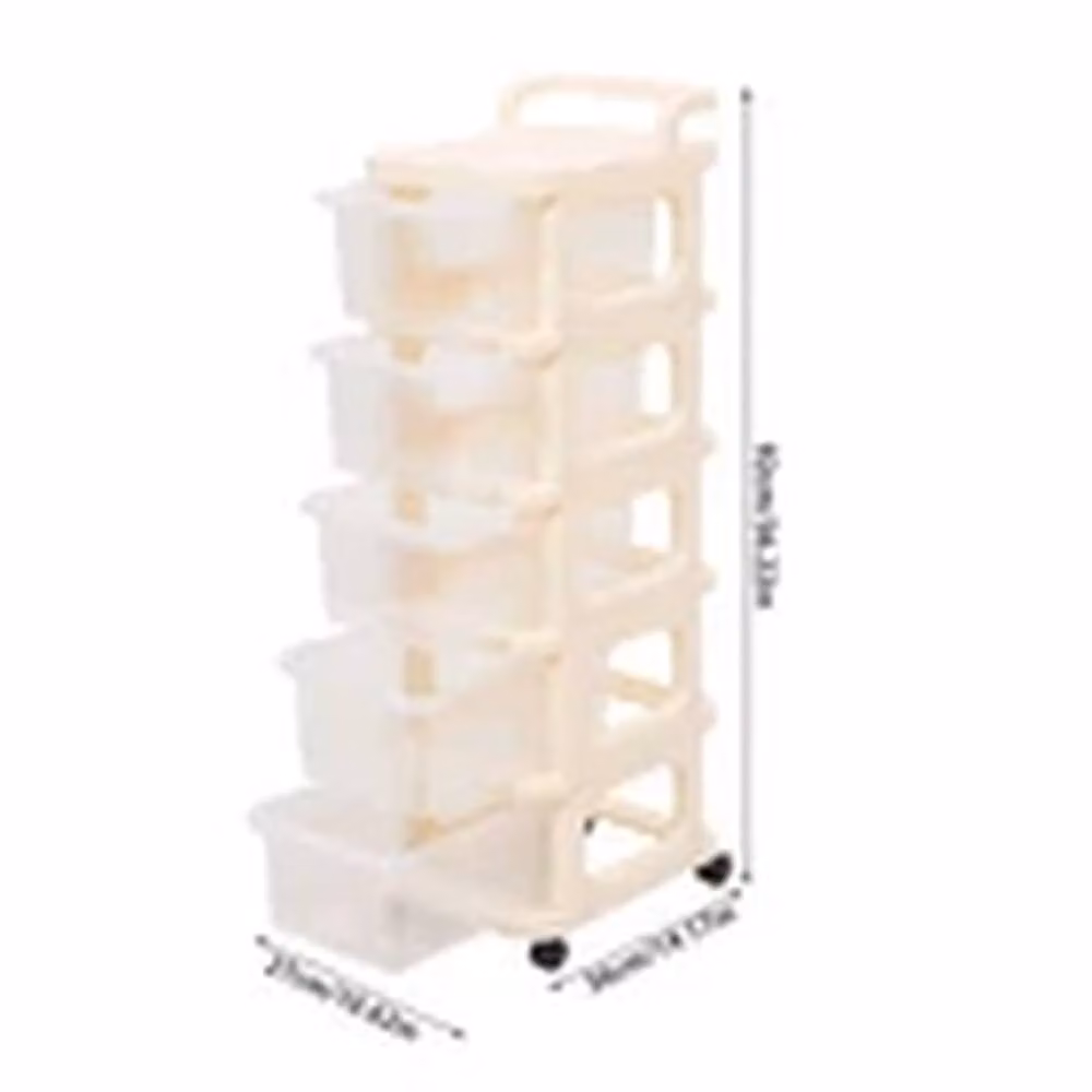 EONLION 5-Tier Plastic Storage Drawer Trolley Organiser for Home and Office in Beige – 2