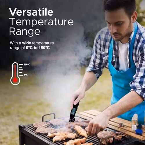 Keplin Instant Read Digital Meat Thermometer with Backlight LCD and Foldable Probe, Black – 6