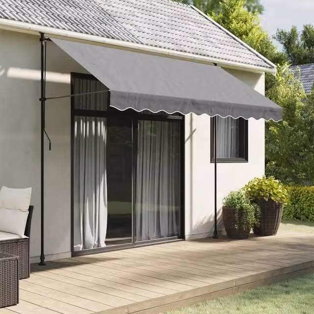 Berkfield Home Replacement Awning Valance Fabric, Anthracite Stripe in Black, Length: 3 m – 1