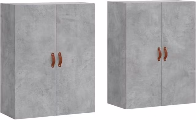 Berkfield Home Wall Mounted Cabinets, 2 Piece Set in Concrete Grey, W/D/H: 69.5 x 34 x 90 cm – 1